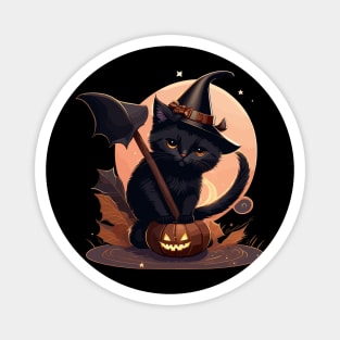 Halloween Cat Witch Magnet